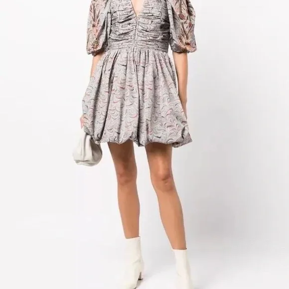 Ulla Johnson Gwen Blue Puff Sleeve Mini Dress Size Small (4) - Picture 4 of 10